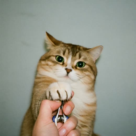 A cat's claws being clipped